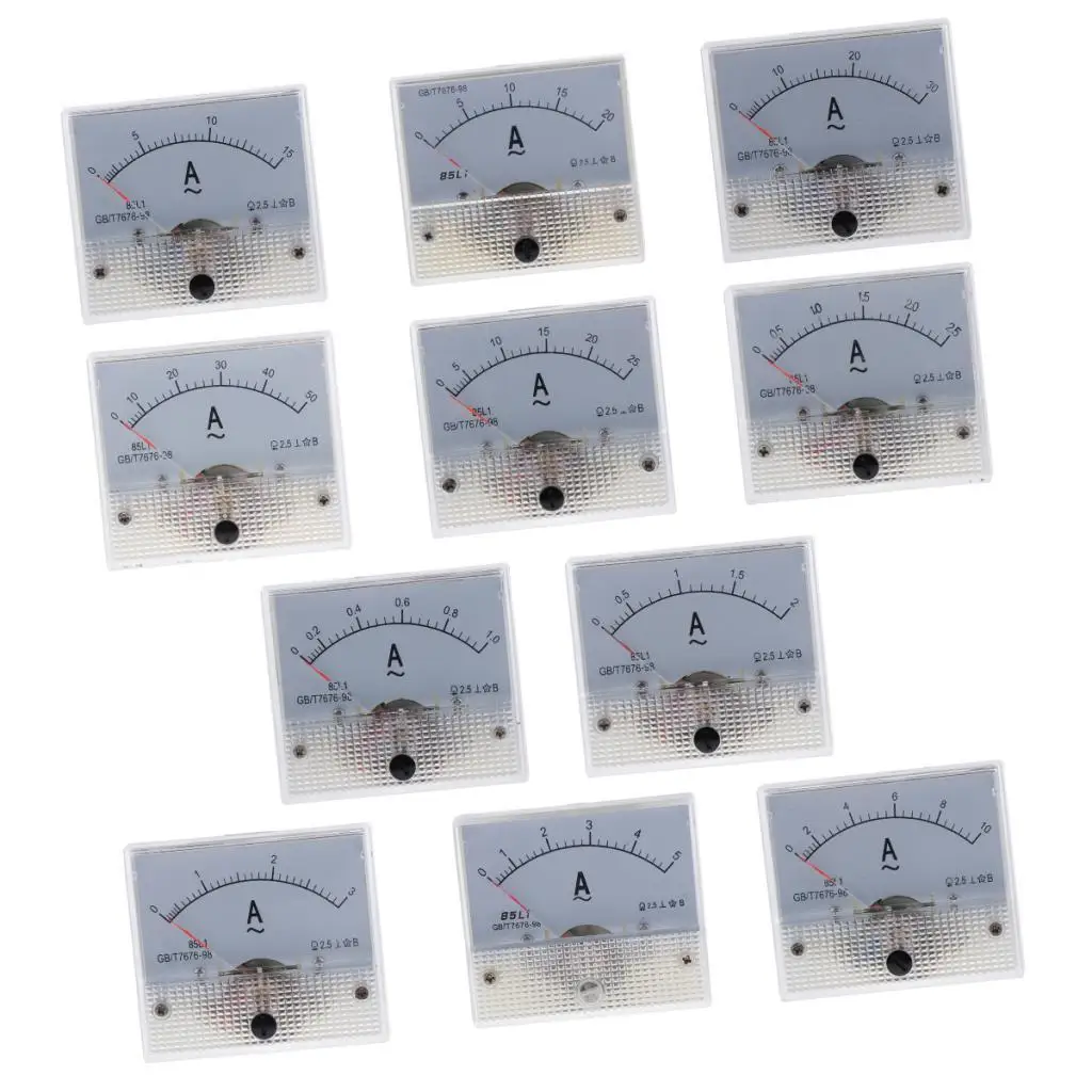 AC Current Meter Analog Panel Gauge White Plastic 85L1 Model for Distribution Control Cabinet