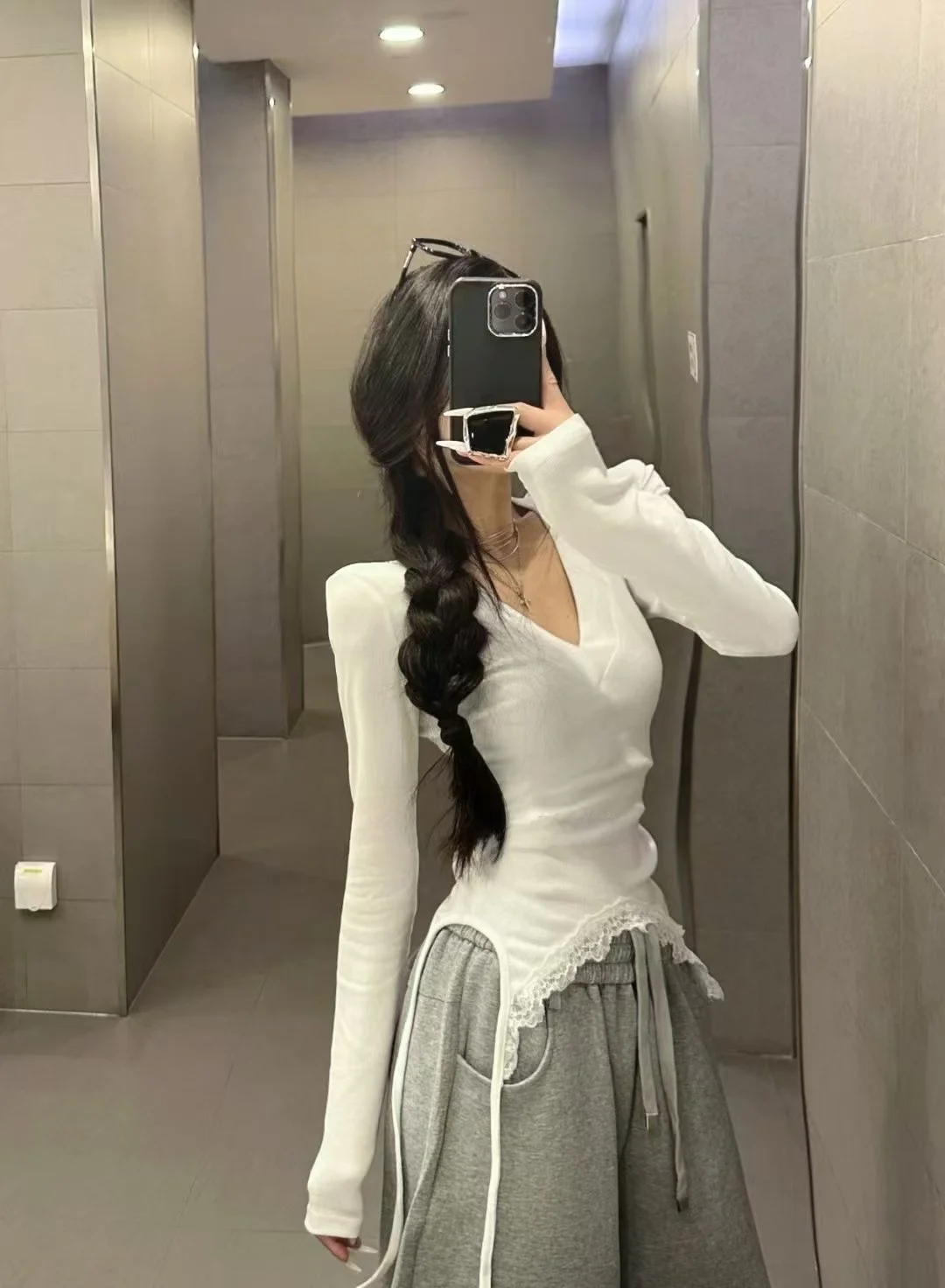 Faionable عميق V Ne Long SveT irt المرأة سليم FitSPicy GirlDesignKorean SleSpring جديد وصول لون نقي
