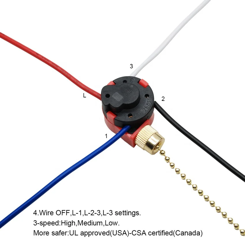 ZingEar zipper switch with 4-wire and 3-speed switch, suitable for zipper gear switch ZE-268S1