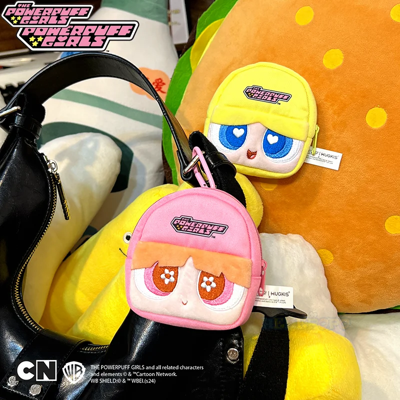 Genuine 10cm The Powerpuff Girls Coin Purse Plush Earphone Storage Bag Kawaii Cartoon Hanging Bag for Girls