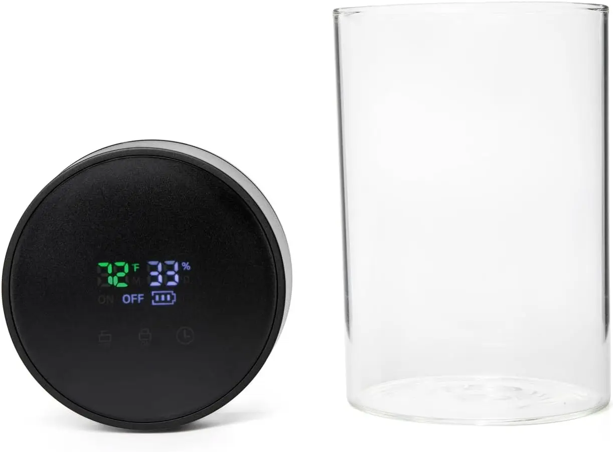 

Умная вакуумная банка для хранения с функцией автоматического откачивания воздуха, гигрометром и крышкой с защитой от детей для свежих трав и специй (1 л/2 унции)