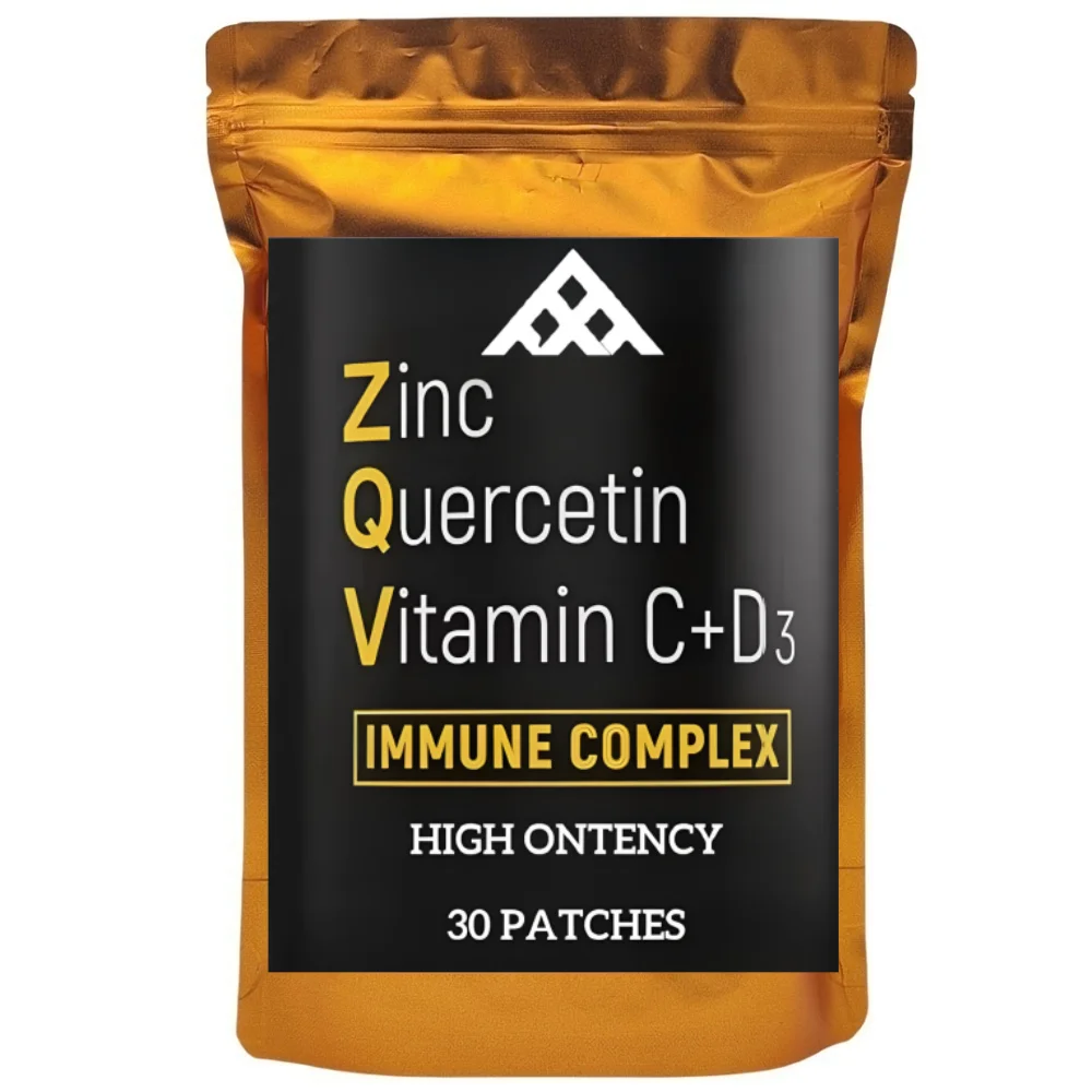 30 Patches Zinc Quercetin Transdermal with Black Seed Zinc Picolinate Vitamin C Vitamin D3 Respiratory Support