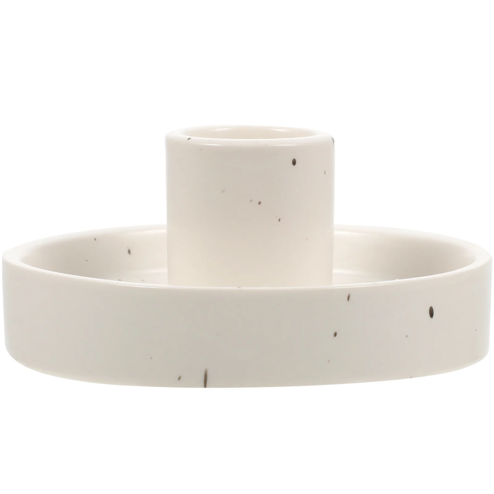 

Modern Ceramic Holder for Taper Candles Round Desktop Decor Stick Incense Burner Natural Wood Style Aromatherapy Gift