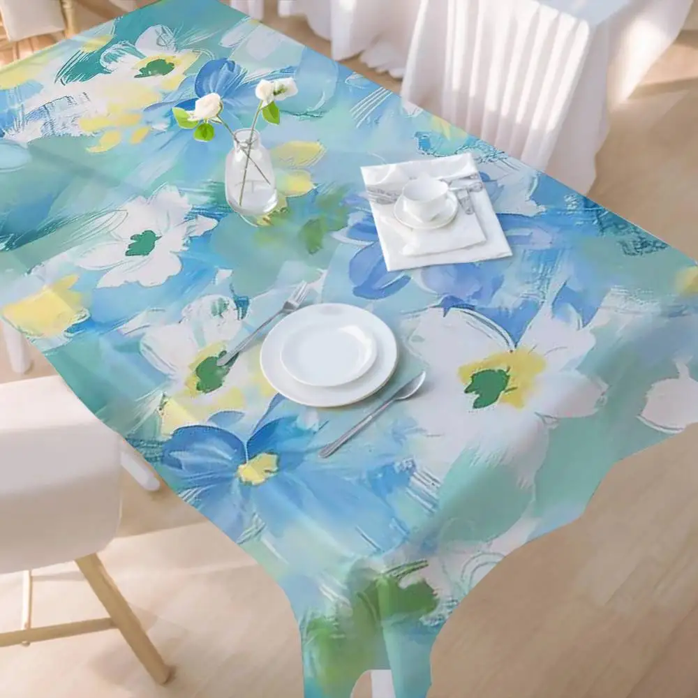 

Скатерть с цветочным узором, водонепроницаемая маслостойкая домашняя прямоугольная скатерть для вечеринки, коврик для пикника на открытом воздухе