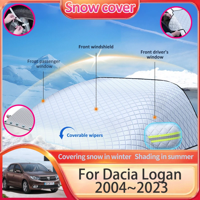 Car Anti-Snow Covers For Dacia Logan 2004~2023 Renault Symbol Taliant Nissan Aprio Sunshade Ice Protection Accessories 2020 2021