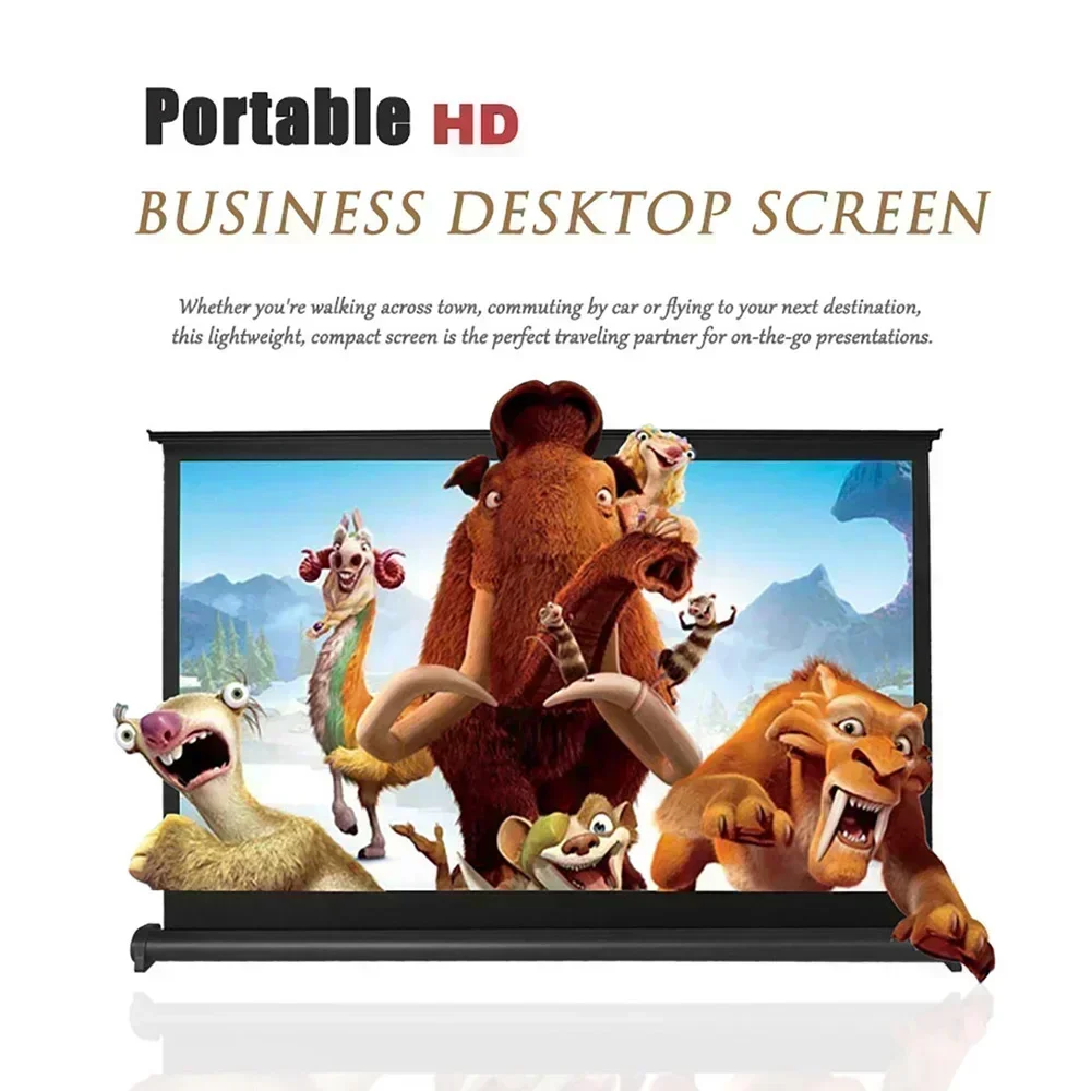 Schermo per proiettore portatile da 50 pollici HD 16:9 Pull Up schermo di proiezione da tavolo supporto pieghevole per attività di campeggio all'aperto