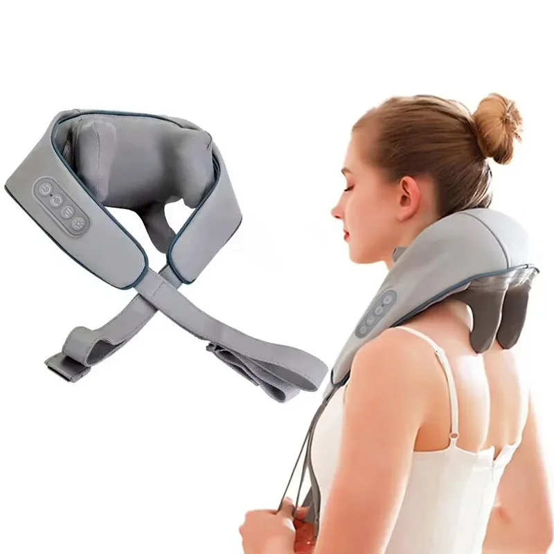 Electric Neck Massager Wireless Health Care Neck Shoulder Kneading 3D Massage Pillow Cervical Back Muscle Relaxing Massage Shawl