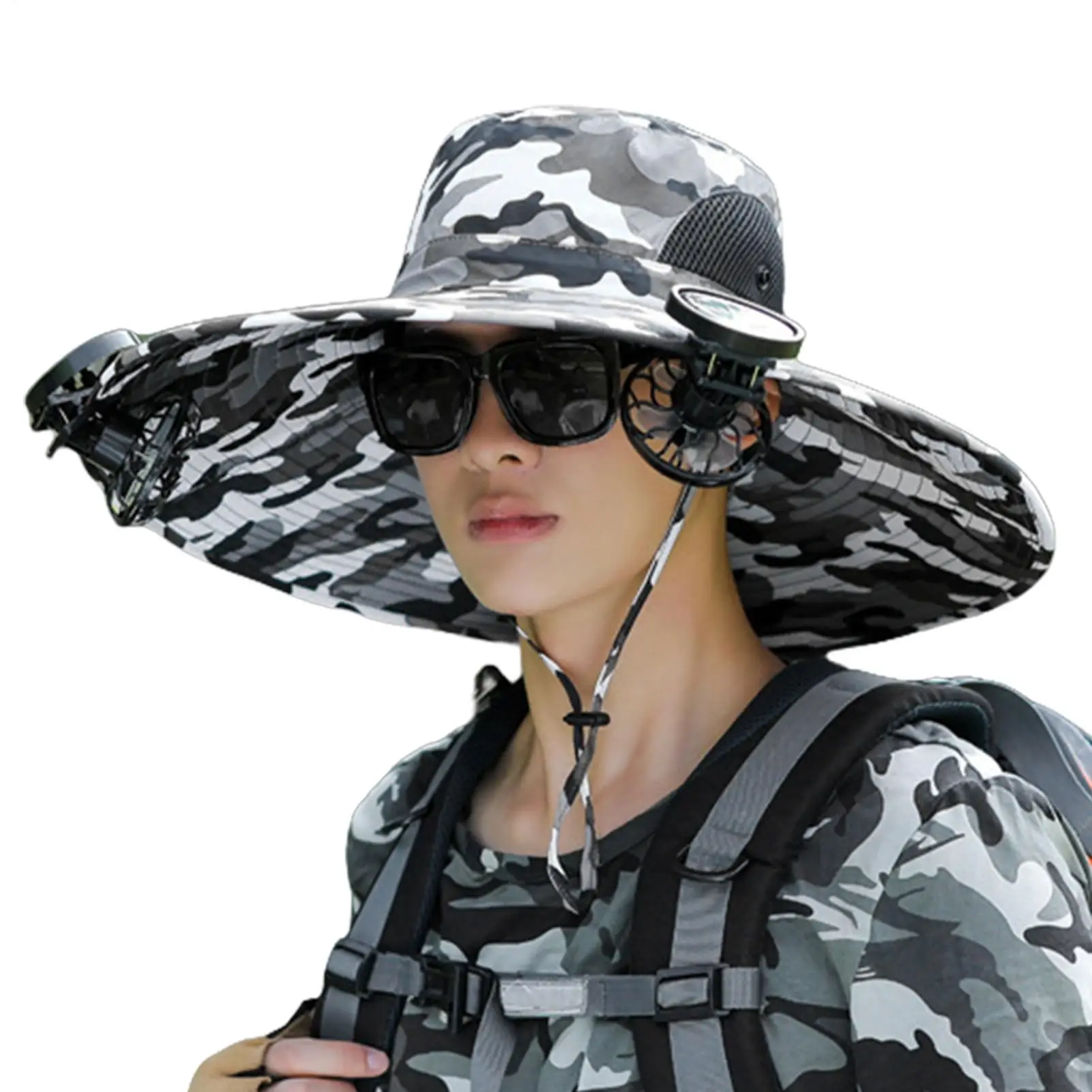 

Шляпа от солнца с веером, широкополая шляпа от солнца с веером, легкий регулируемый головной убор, водонепроницаемое уличное снаряжение для кемпинга, пешего туризма, путешествий