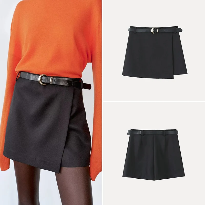

High Waist Faionable Simple Double Breasted Belted Women's Skirt Pants Spring New Arrival Z Polyester Fiber 00%