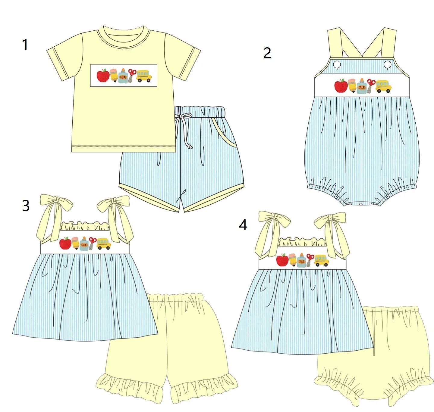 

Back to school collection boys girls short sleeve suits infant onesies baby clothes cute prints wholesale