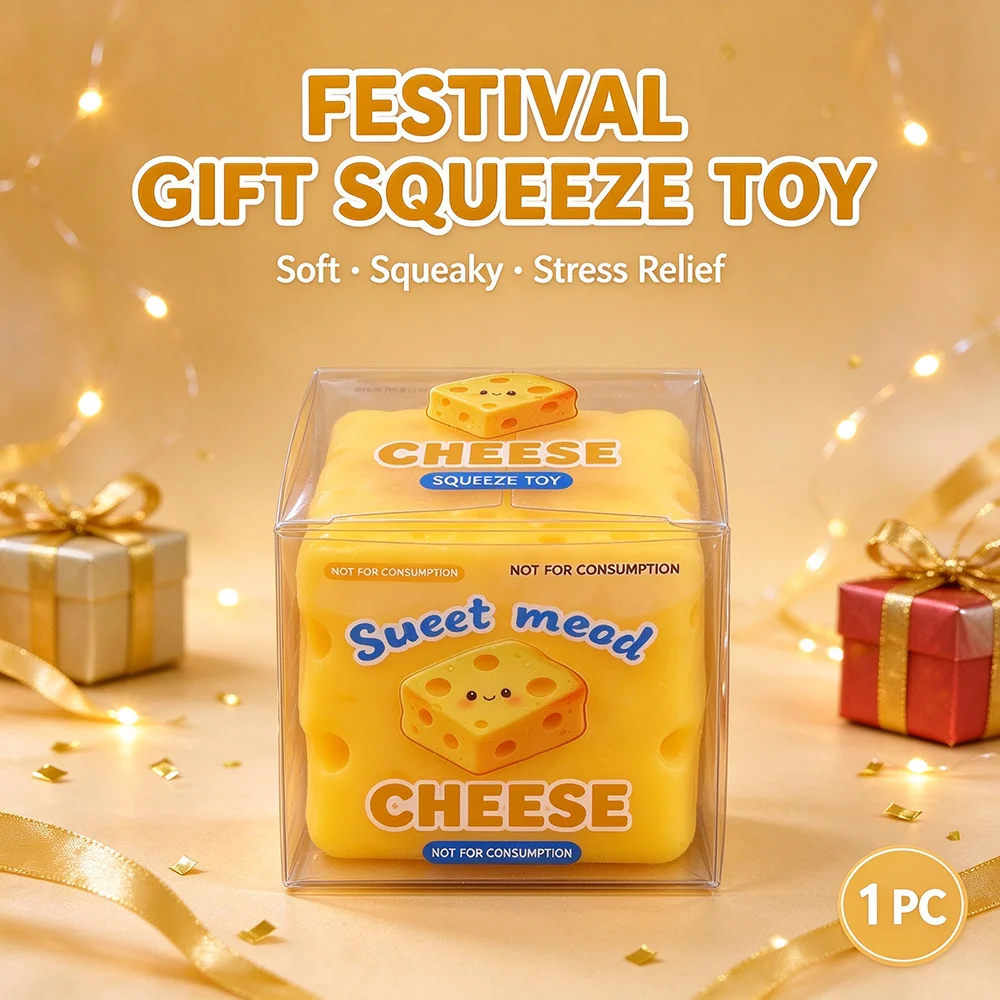 High Quality Simulation Cheese Building Block Squeeze Toy Slow Rising Stress Relief Sensory Fidget Toy for Kids Friends Students Christmas Halloween Party Birthday Gift Goodies