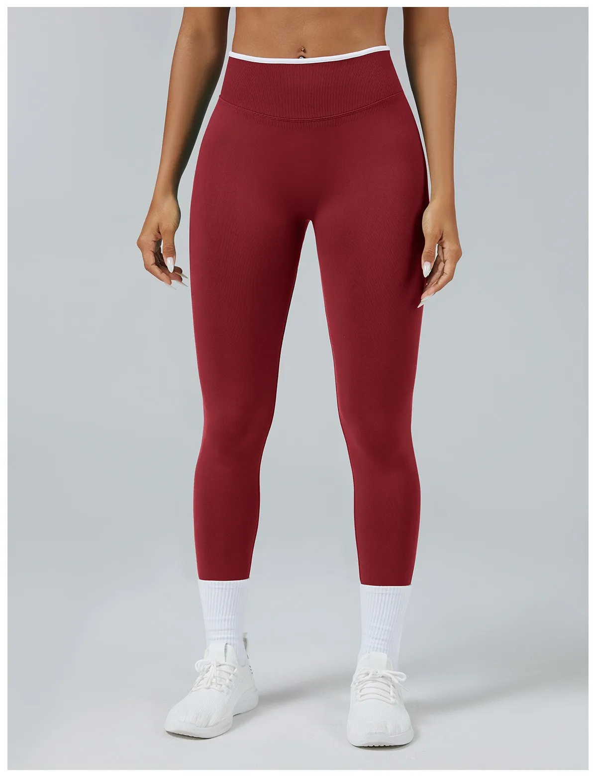 Nahtlose Yoga-Leggings für Damen mit mittlerer Bundhöhe, Push-Up-Effekt, Sport- und Fitnesshose, Laufhose, Hüftlift, hohe Elastizität, Gym-Leggings, Sportleggings – Detail 22
