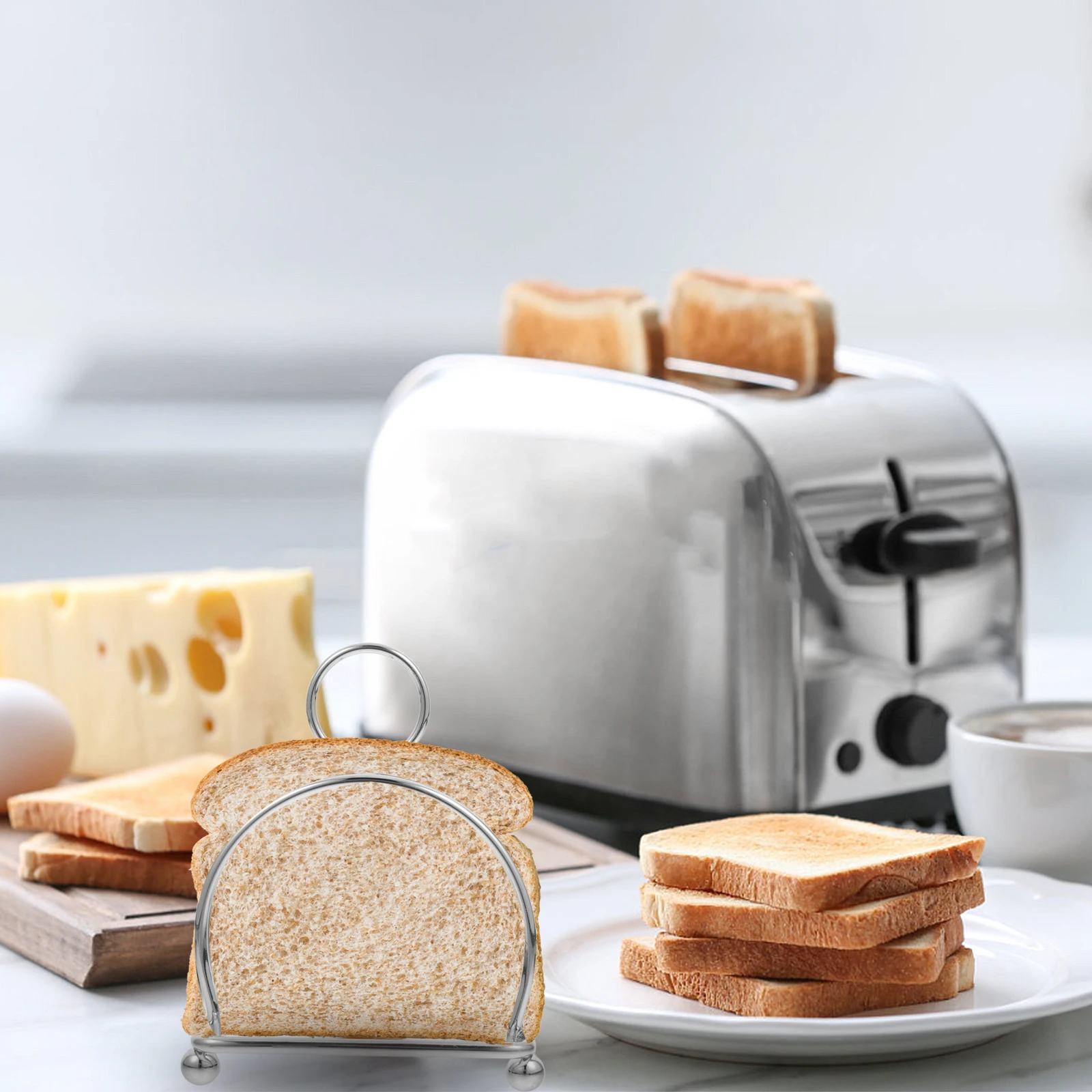 

1pc Stainless Steel Bread Rack Multi-Slot Toast Holder Kitchen Storage Stand For Slices Sandwiches Cooling Grid Bread Baking
