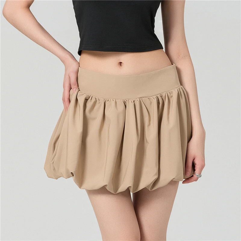 Summer Bubble Mini Skirt High Waist Sexy Cute Ruffle Vintage Tennis Skirt Elastic Waist Tutu Short Balloon Skirts for Women