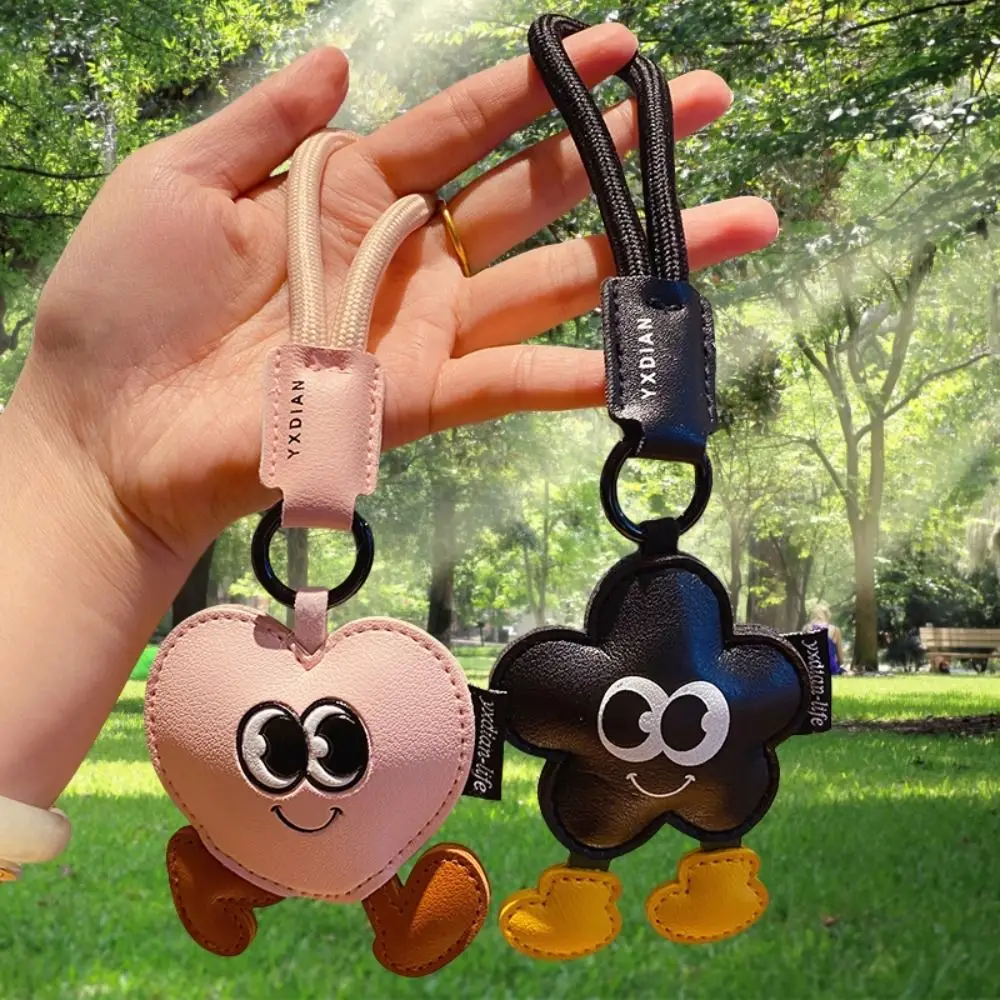 

Creative Cute Cartoon Keychain Big Eyes Bag Hanging Leather Flower Pendant Funny Ornaments Heart Pendant Keychain Women Men