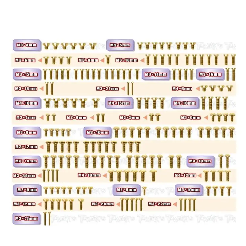 

Original T Works GSS-MP11 Gold Plated Steel Screw Set 181pcs. ( For Kyosho MP11 ) Rc Tool