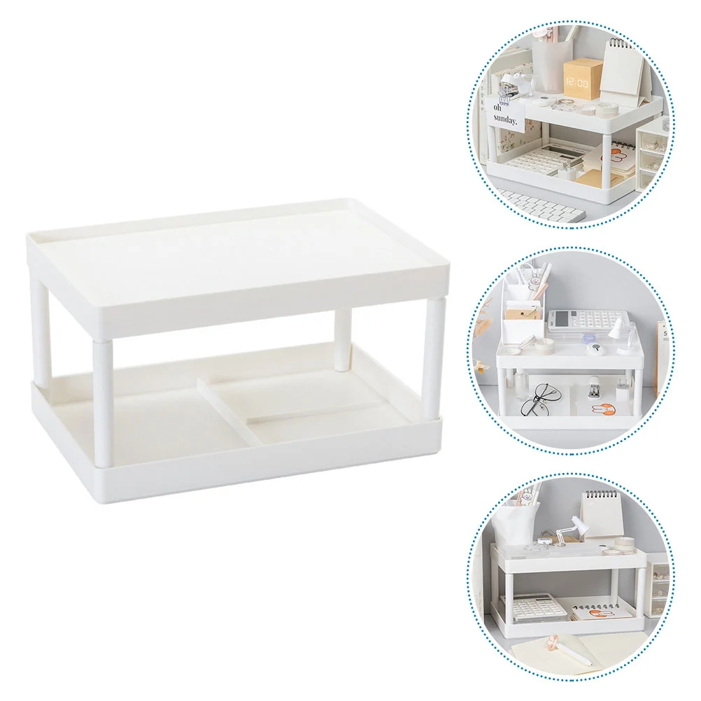 

Storage Rack Table Shelf Book Notebook Double-layer Stand Desktop Pp Makeup Holder Office Laptop for