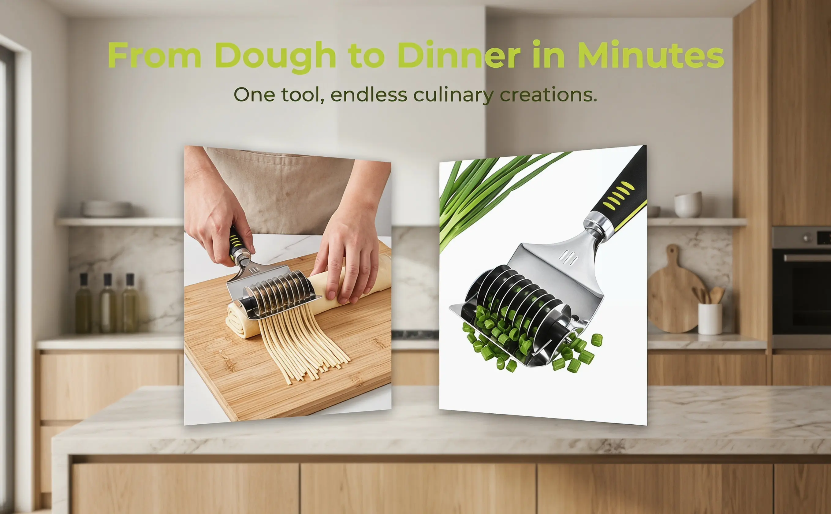 Stainless Steel Manual Noodle Maker Roller Dough Cutter Tool for Cutting Noodles Parsley Garlic Ginger Scraping Dough Effortless