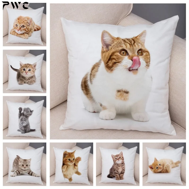 

1PC 45x45cm Cute Cat Pillowcase for Home Sofa Children Room Decor Lovely Pet Animal Print Cojines Cushion Cover Pillow Case