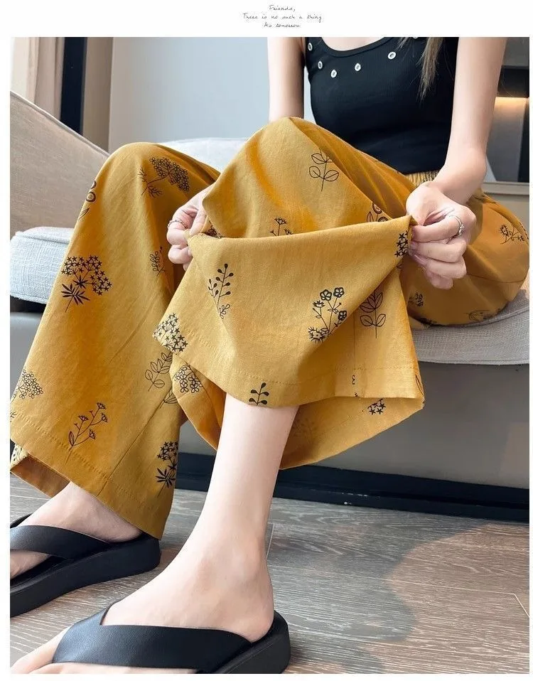 Damen Kurze Hose mit Blumenmuster im Retro-Stil, Schnürung, Slim Fit, Weites Bein, Lockerer Lazy-Style, Modische Freizeithose – Detail 10