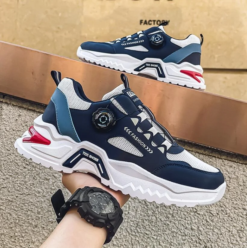 

Мужские корейские модные повседневные спортивные кроссовки с вращающейся пряжкой, всесезонные, с мягкой подошвой, нескользящие, для активного отдыха, студенческие кроссовки