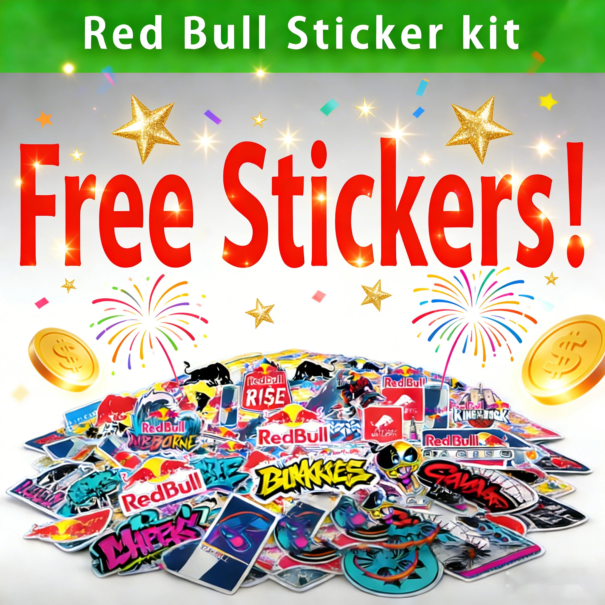 

Blind Box Sticker Kit - Reflective Motorcycle, Car, Computer, Refrigerator & Boot Decals - Red Bull Design