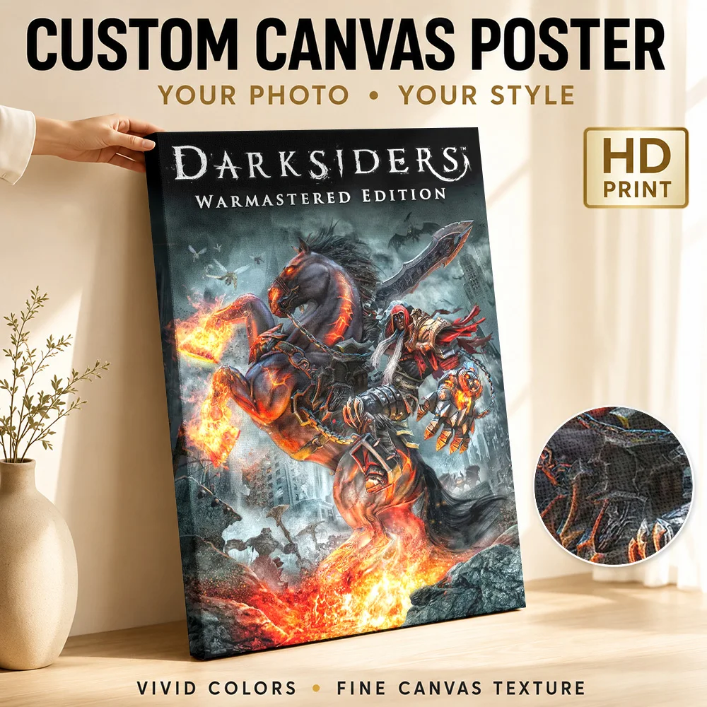 Darksiders Warmastered Edition Game Cover Canvas Print Poster Custom Photo Gaming Anime Wall Art for Game Room Dorm Decoration