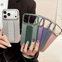 For iPhone 17 16 15 14 13 Pro Max Case Wrist Strap Magnetic Stand Kickstand PC Hard Protective Case for iPhone12 Support Cover