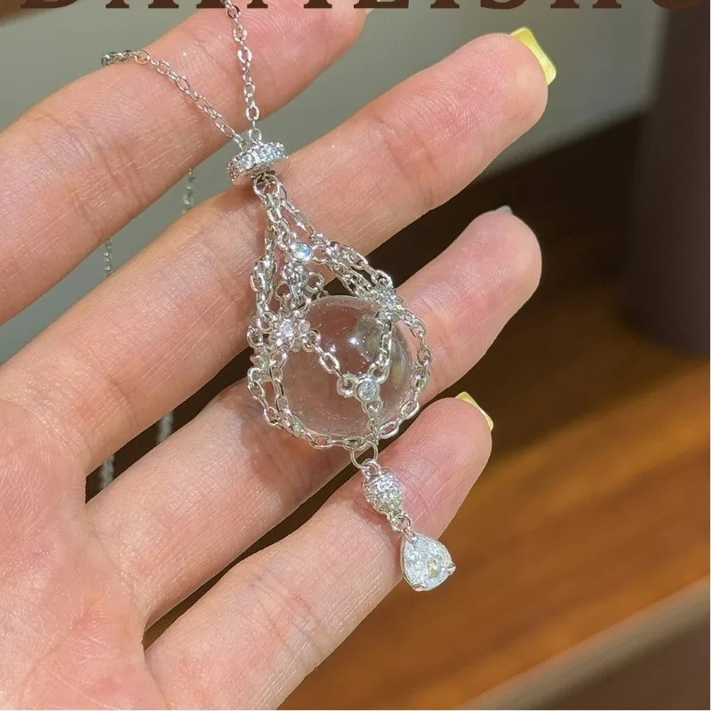 

Fashion Exquisite Star Cubic Zircon Clear Water Mesh Pocket Necklace Accessories for Women Light Luxury Niche Collarbone Chain