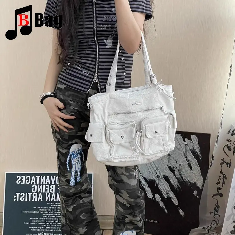 Harajuku Y2K Gothic Women’s Girls subculture Handbags Versatile One Shoulder Make old motorcycle bags high-capacity Bag Totes