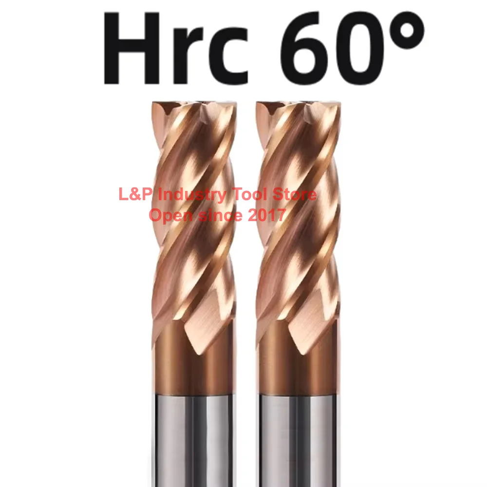 HRC60 เครื่อง CNC Milling CUTTER 4 สี่ฟันขลุ่ยใบมีดคาร์ไบด์ FLAT End Mill Shank Router เจาะโลหะ Bits เครื่องกลึงอุปกรณ์เสริม