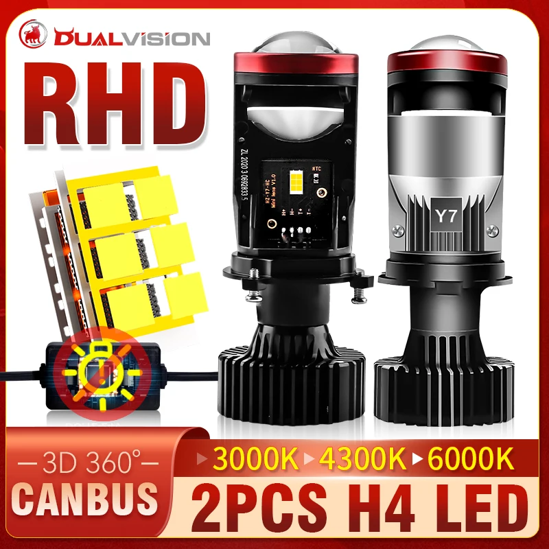 

2PCS H4 LED Headlights RHD Canbus Error Free Car Lights 3000K 4300K 6000K Low Beam 6000K High Beam Turbo Led Lamps CSP Chips 12V