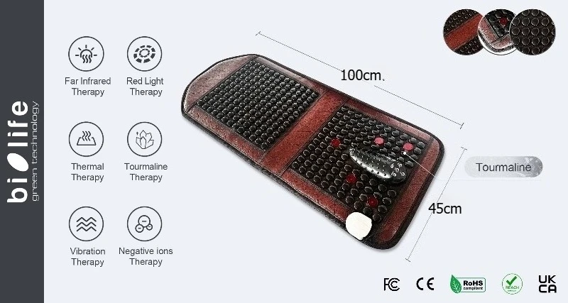 Photon-Energy Moxibustion Heating Seat Cushion Tourmaline-Infused Vibrating Massage Office Chair Pad Backrest Hip-Warming Mat