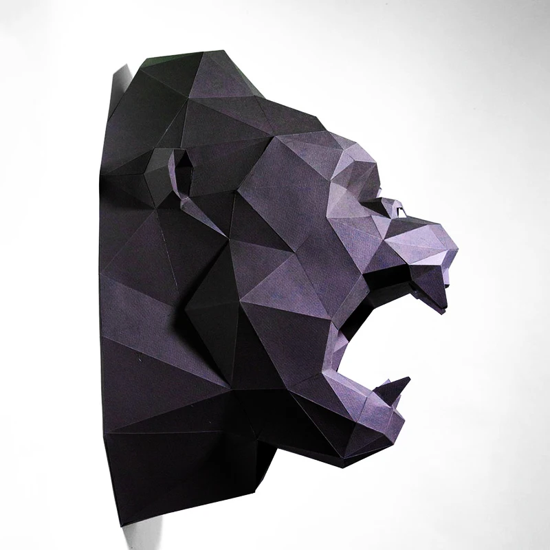 48cm Gorilla Head Paper Model Low Poly Wall Decoration Home Decor Papercraft 3D DIY Puzzles Sculpture Hand Made Creative Toys