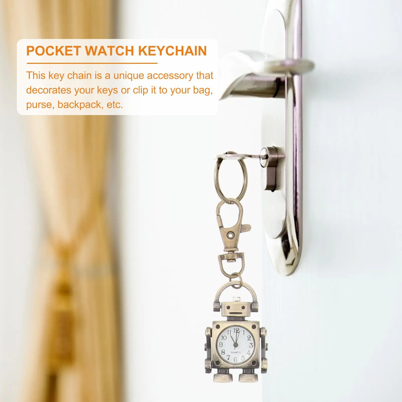 Pc Robot Shaped Pocket Watch Keychain Clock Pendant Premium Material Unique Design Handbag Backpack Gift