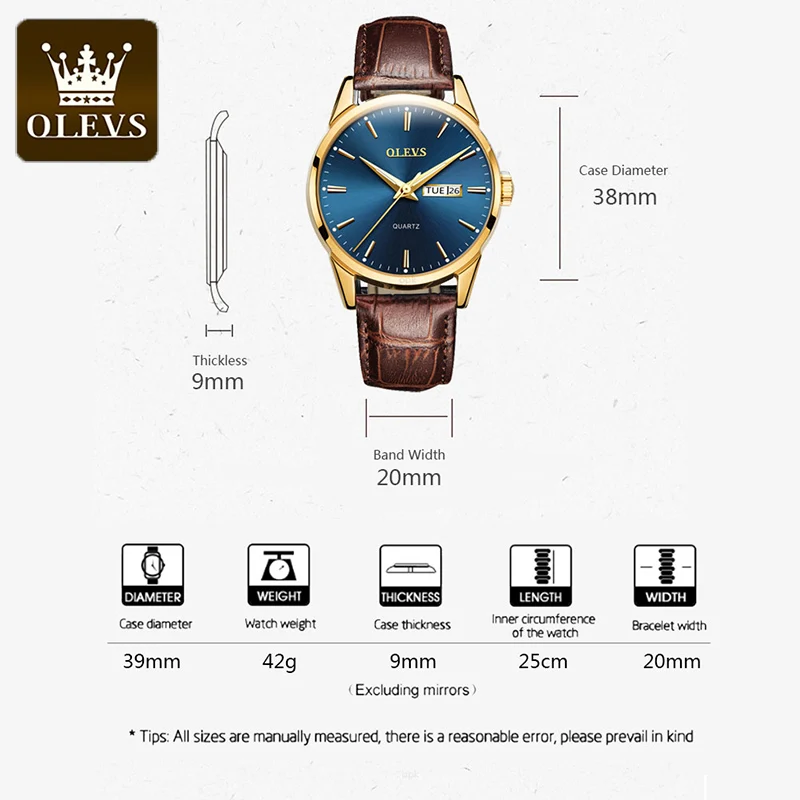 OLEVS-reloj de cuarzo para hombre, cronógrafo informal de lujo a la moda, luminoso, de cuero, transpirable, resistente al agua