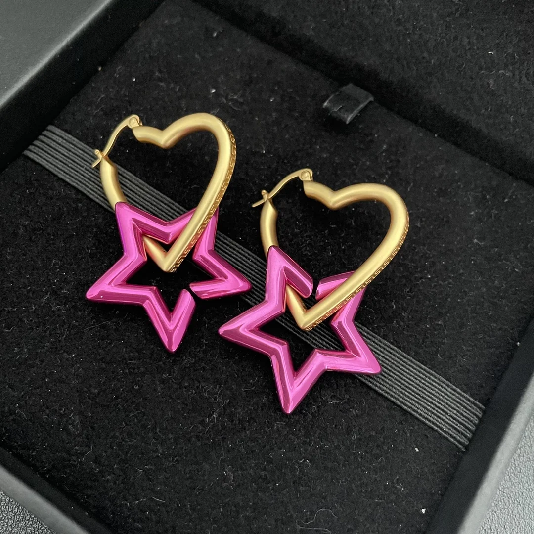 

Vintage love colorful five-pointed star earrings