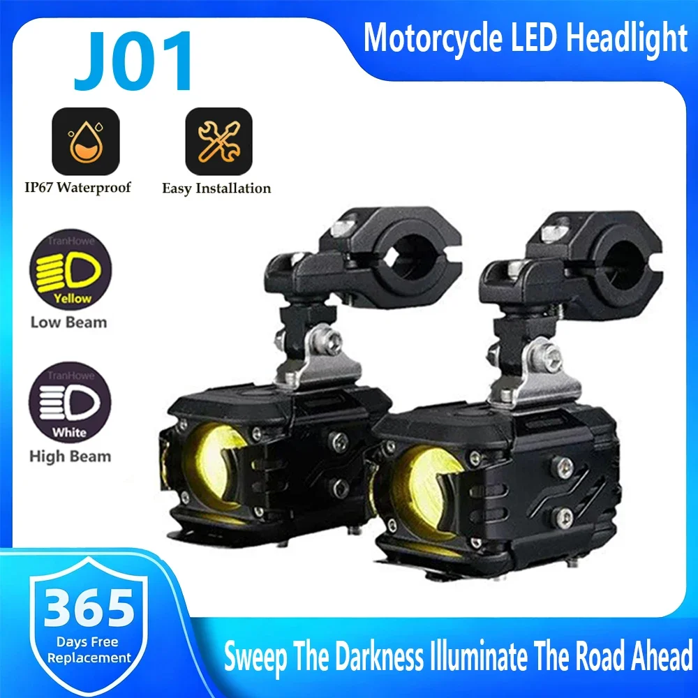 

J01 Motorcycle Auxiliary Front Spotlight Better Heat Dissipation LED Beads With Wireless Switch Durable Safe Rides Waterproof