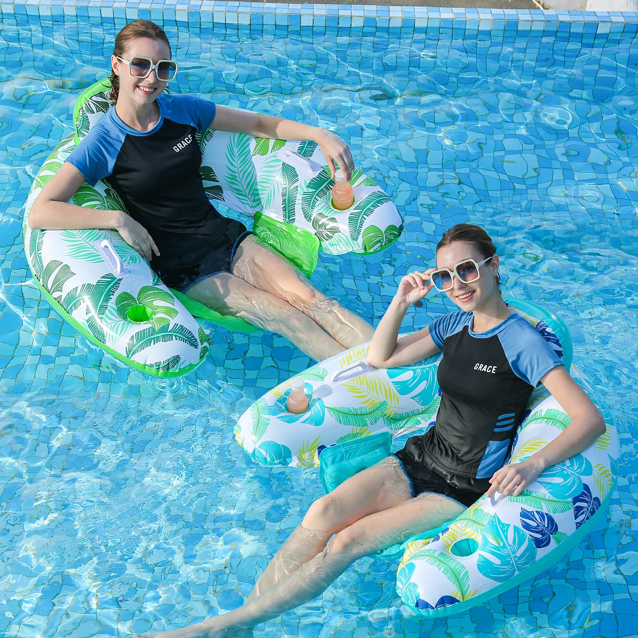 

1PC Inflatable Swimming Pool Floats, With Cup Holders, Swimming Pool Chairs, Suitable For Water Entertainment