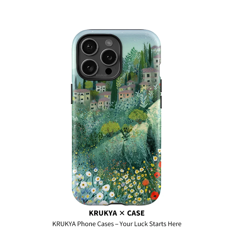 Krukya-funda de teléfono para iPhone SE 2020 16 Plus 15 14 Pro 13 12 11 Pro Max XS XR X, cubierta de casa de flores de TPU acrílico de doble capa