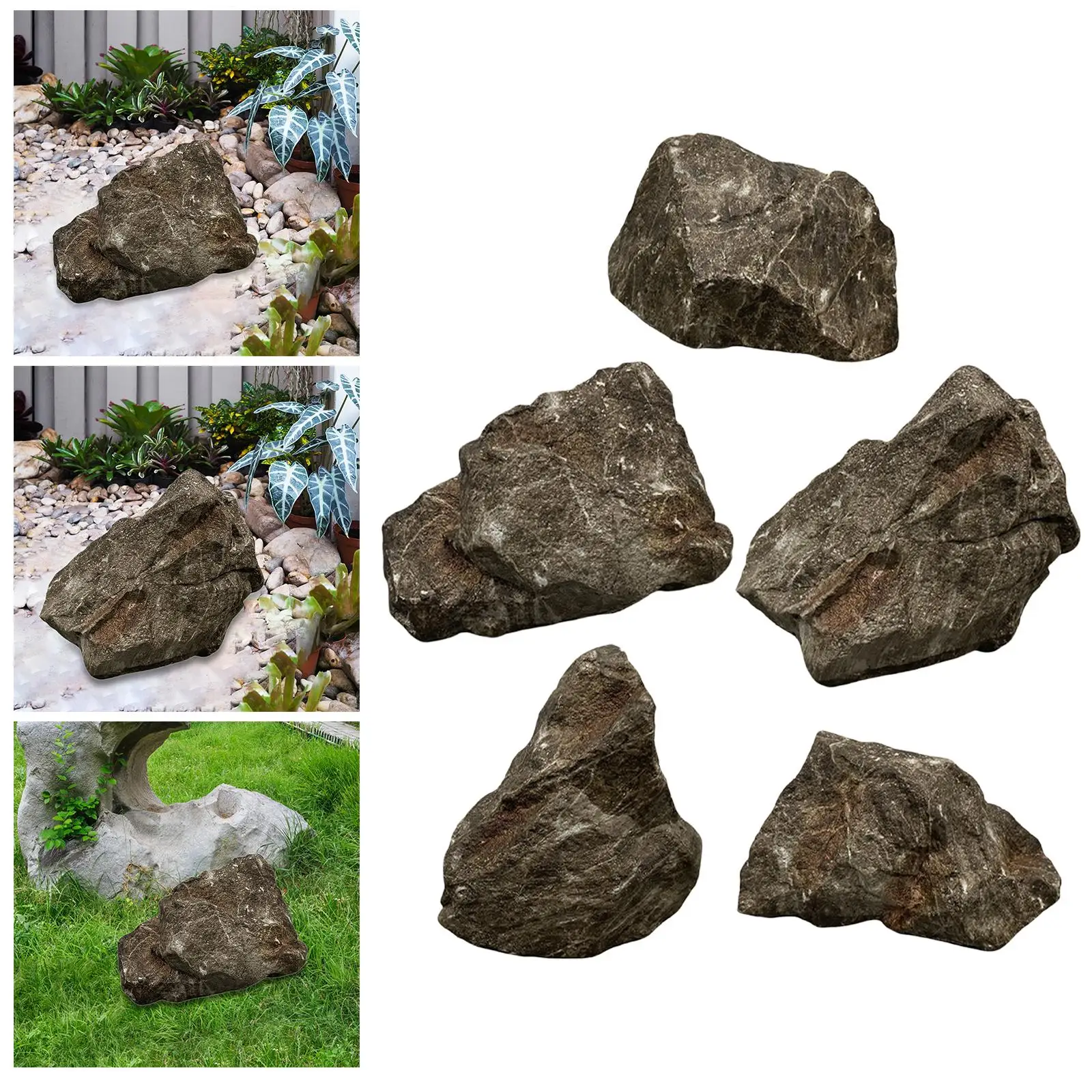 Fake Rock Realistic Sturdy Versatile Background Props Crafts Landscape Rock Faux Stone Sculpture for Porch Patio Balcony Yard