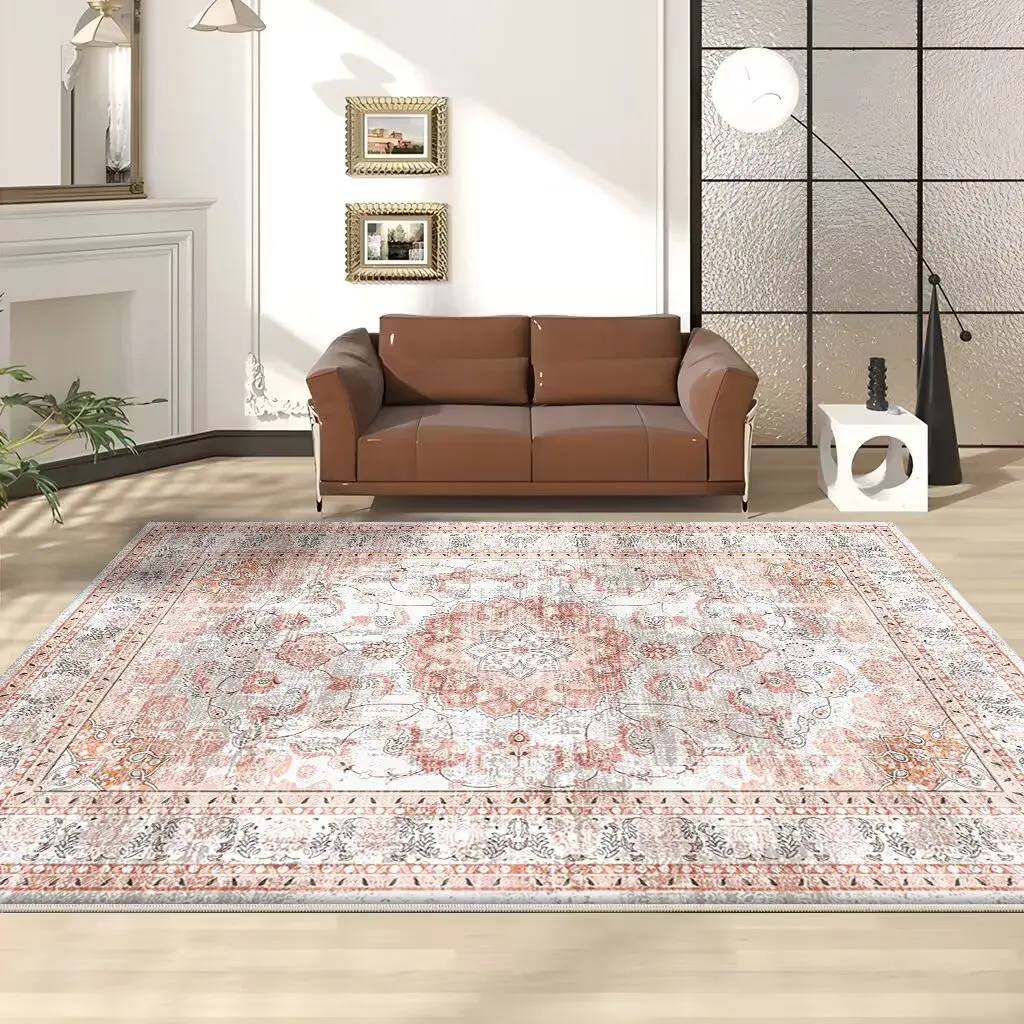 

Retro Boho Light Colored CARPET FOR LIVE ROOM Bedroom Decoration Persian Red Large Area Rugs Non-slip Entrance Door Mat Rug