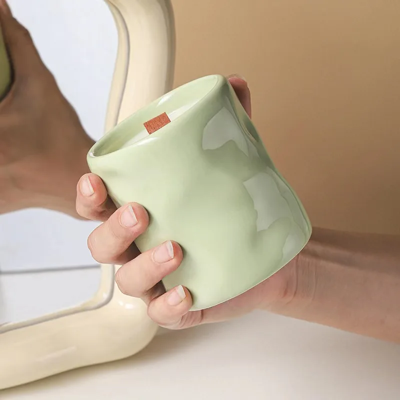 Ceramic Jars for Candles Aromatherapy Candle Cup DIY Empty Candle Holder Decoration Soybean Wax Container