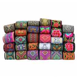 7 Meters 50mm 2 Inch Vintage Ethnic Embroidery Flowers Ribbon Boho Lace Trim DIY Clothes Bag Accessories Embroidered Fabric