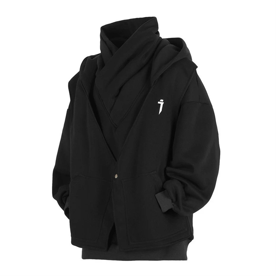 Techwear Functional Hoodies Women Fake Two Piece Turtleneck Hooded Sweatshirts Oversized Streetwear Hip Hop Spring New Hoodies