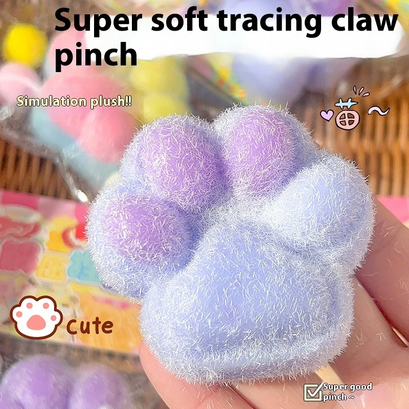 Soft Silicone Soft Oversized Plush Cat Paws Cotton Candy Stress Relief Gift Plush Cat Paws Decompression Toy