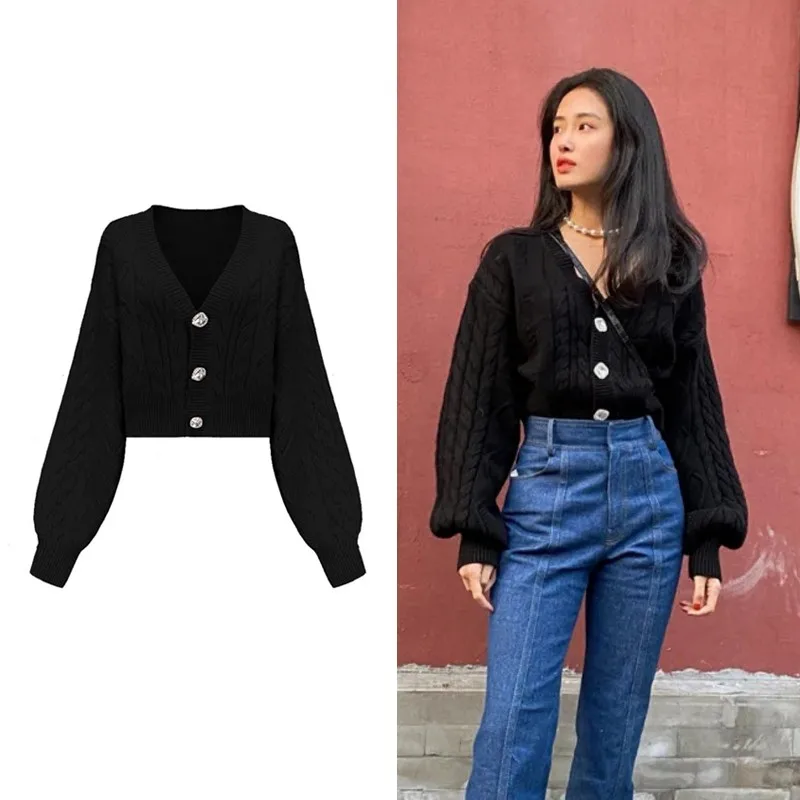

Женский вязаный кардиган с V-образным вырезом и рукавами «летучая мышь», осенне-зимний, модный, повседневный, длинный свитер