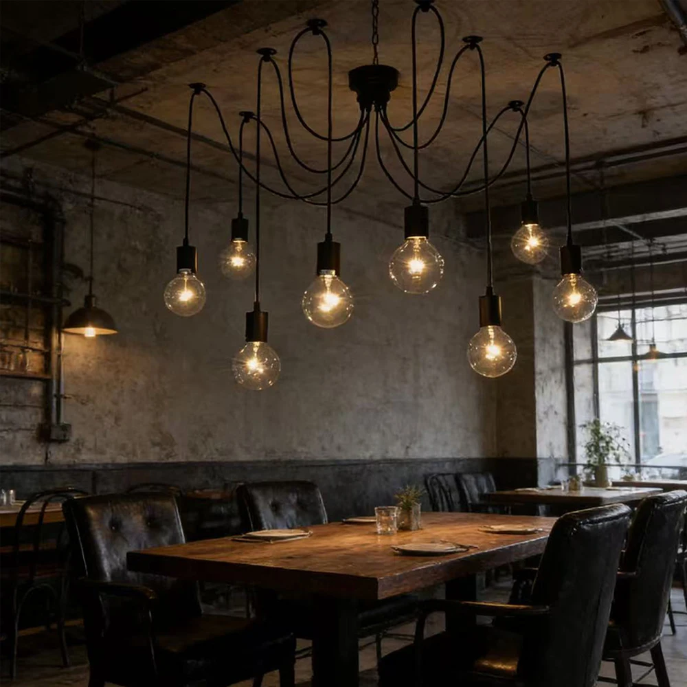 Loft Retro Spider Pendant Lights Adjustable Vintage Pendant Lamps Industrial Ceiling Lamps Luminaria Edison Light Abajur