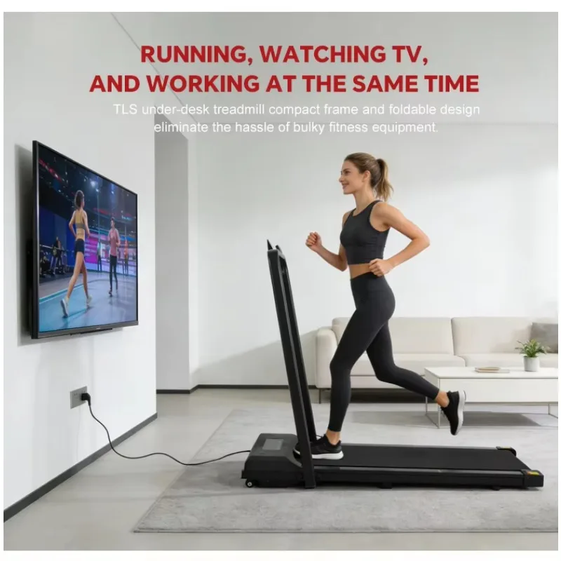 Space Saving Mini Treadmill Foldable Electric Walking Pad With Armrest Fitness Running Machine for Small Apartment Home Use