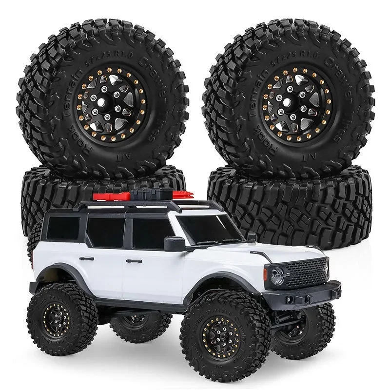 

1.0 Inch Wheel Tires D399 / Brass Wheel Rims D398 for 1/18 TRX4M SCX24 FMS Ascent-18 RC Crawler